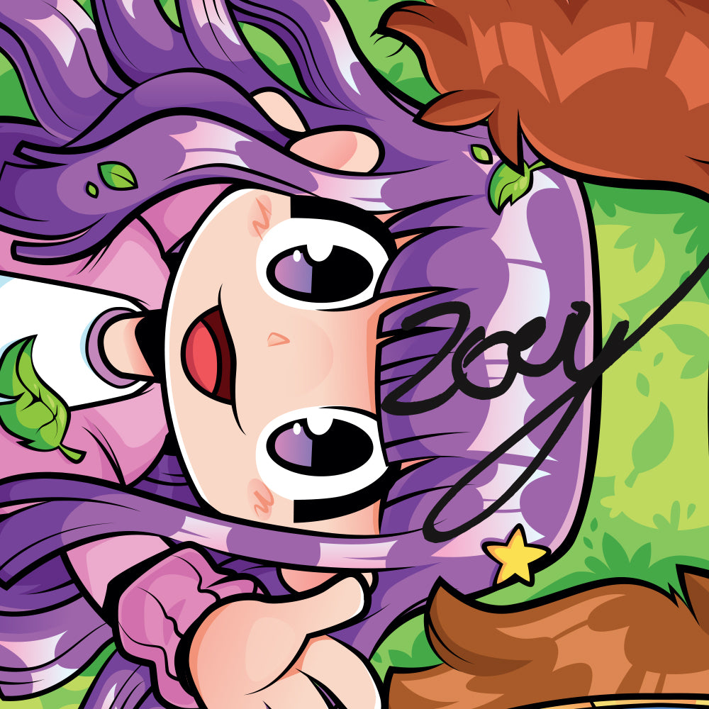Close up of Zoey signature on Cash & Nico Crew Poster