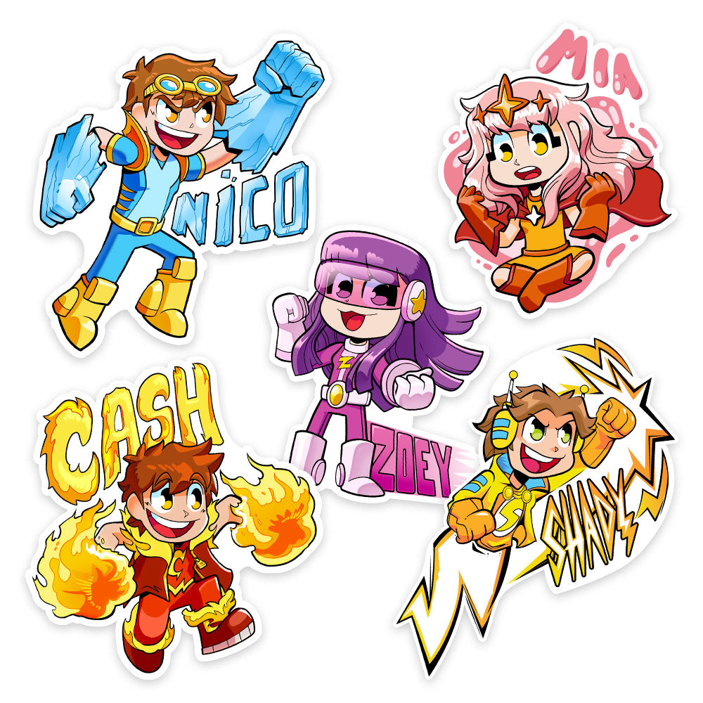 NEW Cash & Nico Superhero Sticker Pack