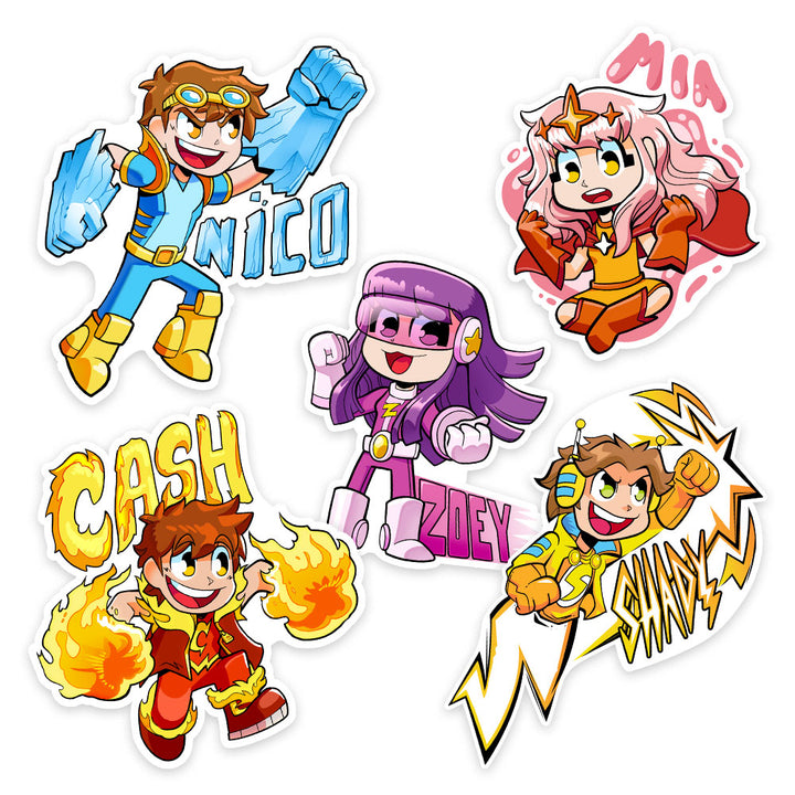NEW Cash & Nico Superhero Sticker Pack